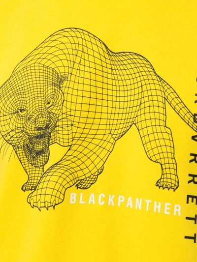Shop Blackbarrett Panther Print Hoodie In Yellow