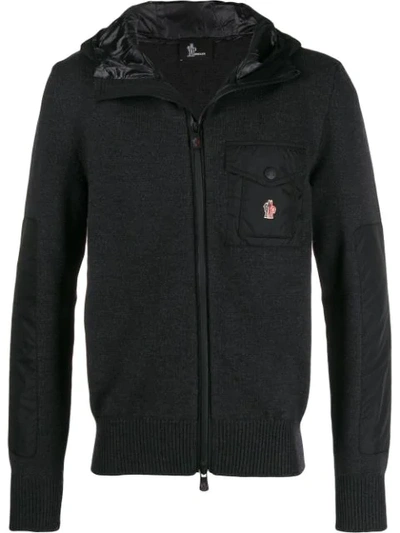 Shop Moncler Knit Hoodie In 972 Antracite
