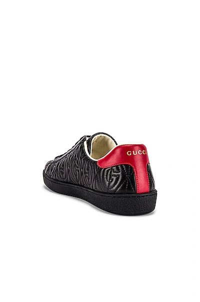 Shop Gucci New Ace Sneaker In Black & Red Flame