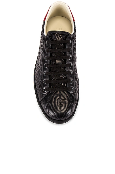 Shop Gucci New Ace Sneaker In Black & Red Flame