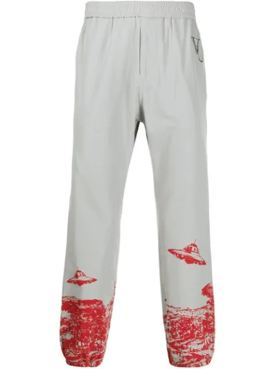 Shop Undercover Ovni Print Track Pants In Grey