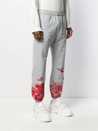 Shop Undercover Ovni Print Track Pants In Grey