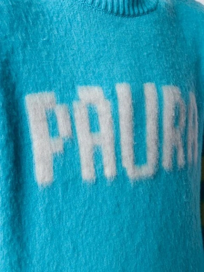 Shop Paura Intarsia Knit Logo Jumper In Blue