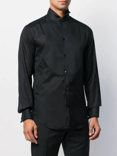 Shop Giorgio Armani Button Up Tuxedo Shirt In Black