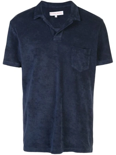 Shop Orlebar Brown Terry Polo Shirt In Blue