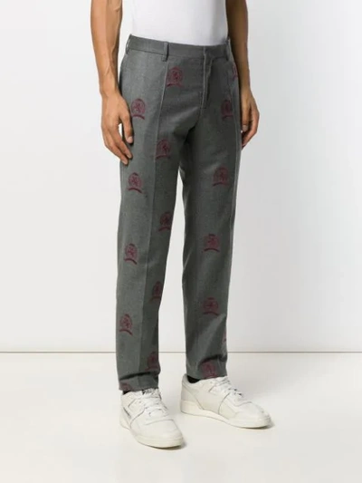 Shop Tommy Hilfiger Embroidered Suit Trousers In Grey