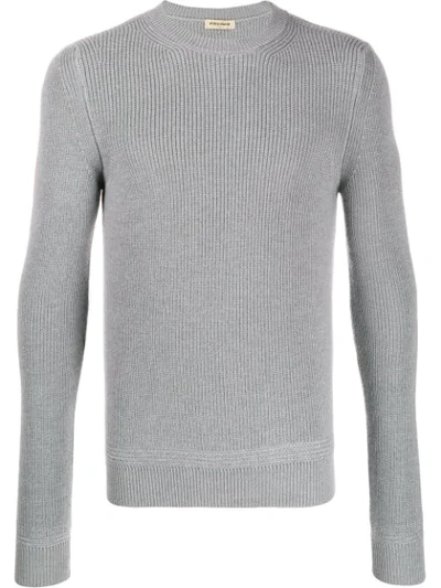 Shop Al Duca D'aosta Ribbed Crew Neck Jumper In Grey