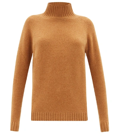 Shop The Elder Statesman Highland High-neck Cashmere Sweater In Caramel Brown