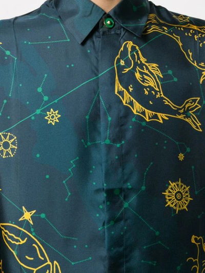 Shop Casablanca Constellation-print Silk Shirt In Blue