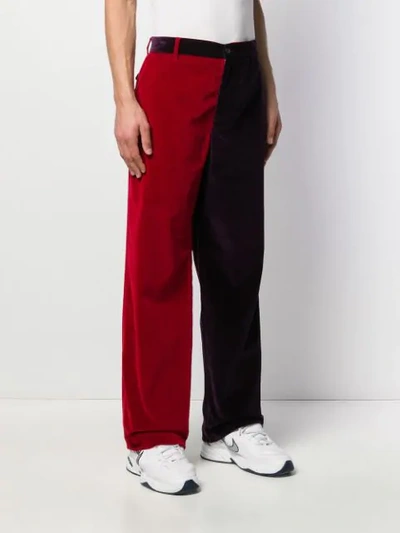 Shop Aries Two-tone Wide Chinos In Red