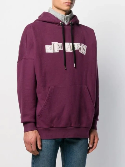 Shop Palm Angels Ransom Print Hoodie In Purple