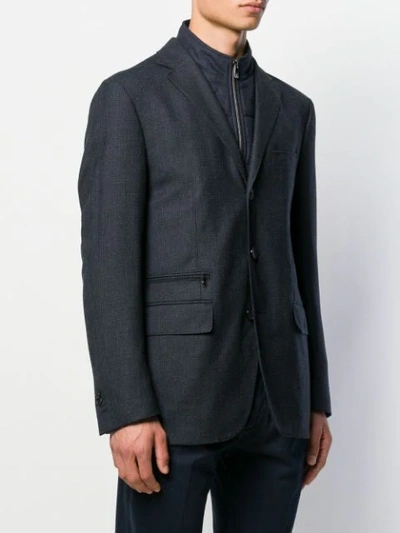 Shop Corneliani Embroidered Blazer In Blue