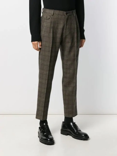 Shop Dolce & Gabbana Checkered Cropped Trousers In Brown
