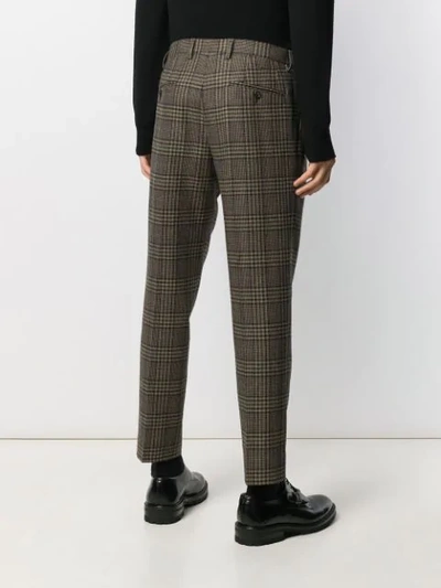 Shop Dolce & Gabbana Checkered Cropped Trousers In Brown