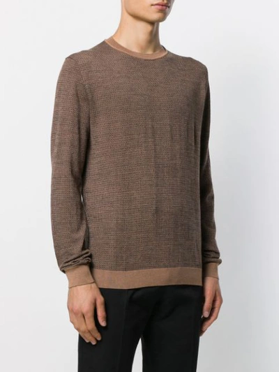 Shop Fendi Intarsia Knitted Ff Motif Sweater In Neutrals