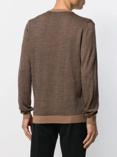 Shop Fendi Intarsia Knitted Ff Motif Sweater In Neutrals