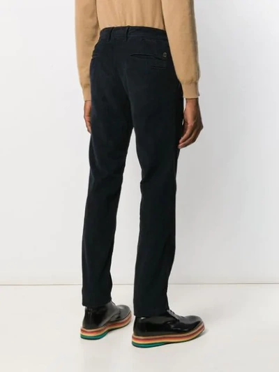 Shop Incotex Corduroy Straight-leg Trousers In Blue