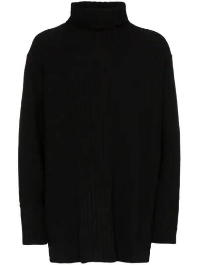 YOHJI YAMAMOTO OVERSIZED ROLL-NECK JUMPER - 黑色