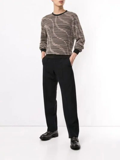 Shop Giorgio Armani Stripe Knitted Jumper In Brown