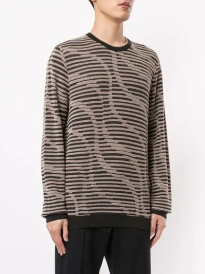 Shop Giorgio Armani Stripe Knitted Jumper In Brown