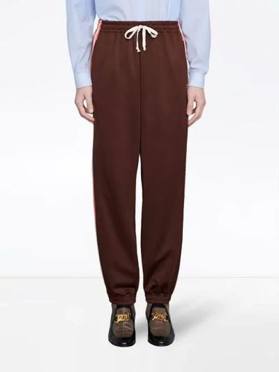 Shop Gucci Jogginghose Mit "g Rhombus"-patch In Brown