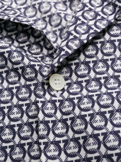 Shop Ferragamo Monogram-print Cotton Shirt In Blue