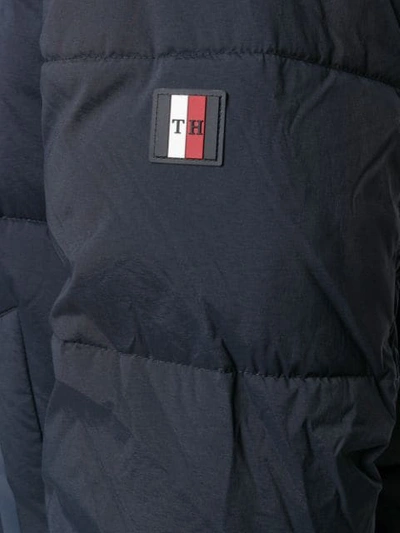 Shop Tommy Hilfiger Padded Logo Patch Jacket In Blue