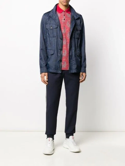 Shop Etro Multi-pocket Paisley Jacket In Blue