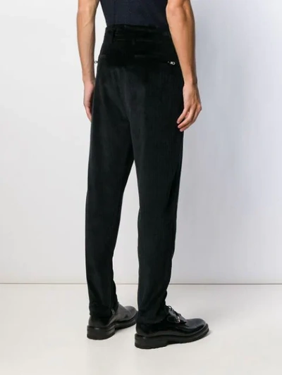 Shop Ferragamo Corduroy Effect Straight Trousers In Black