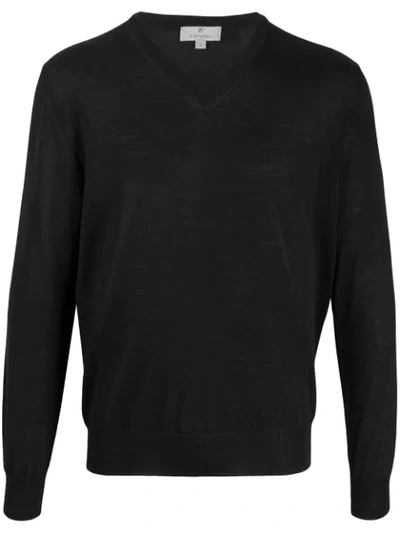 Shop Canali V-neck Jumper In Black