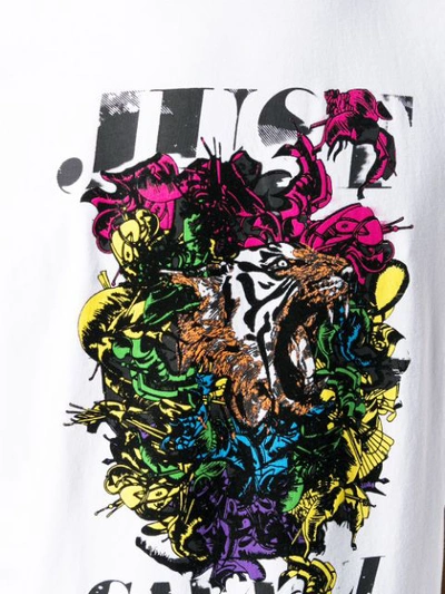 Shop Just Cavalli Abstract-print Logo T-shirt In White
