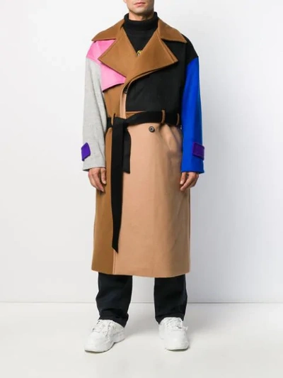 Ader Error Colour-block Double-breasted Coat In Brown