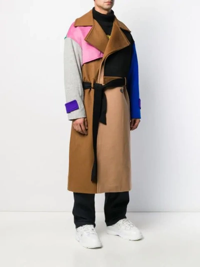 Shop Ader Error Paneled Colour Block Coat In Brown