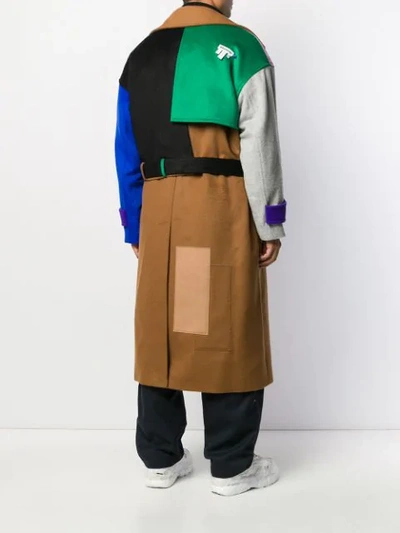 Ader Error Colour-block Double-breasted Coat In Brown