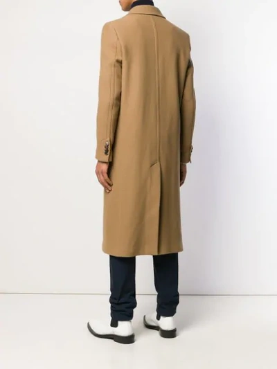 Shop Ami Alexandre Mattiussi Patched Pockets Double-breasted Long Lined Coat In Neutrals