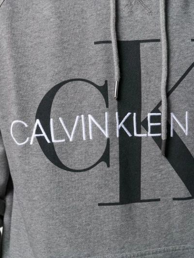 Shop Calvin Klein Jeans Est.1978 Logo Hooded Sweatshirt In Grey