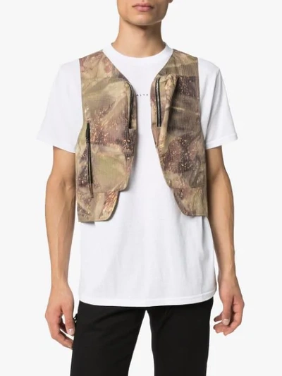 Shop Alyx Camouflage Printed Cropped Gilet In Brown