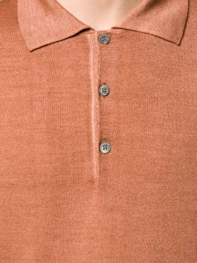 Shop Canali Long Sleeve Polo Shirt In Brown