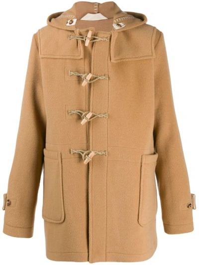 Shop Alexander Mcqueen Hooded Duffle Coat In 9747 Camel