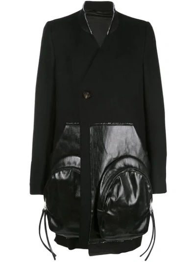 FAUX LEATHER-PANELLED COAT