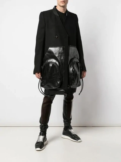 Shop Rick Owens Faux Leather-panelled Coat In Black