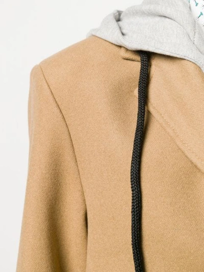 Shop Diesel Hooded Single-breasted Coat In Neutrals