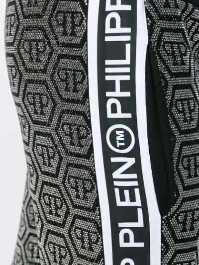 Shop Philipp Plein Logo Drawstring Trousers In Silver
