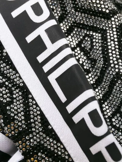Shop Philipp Plein Logo Drawstring Trousers In Silver