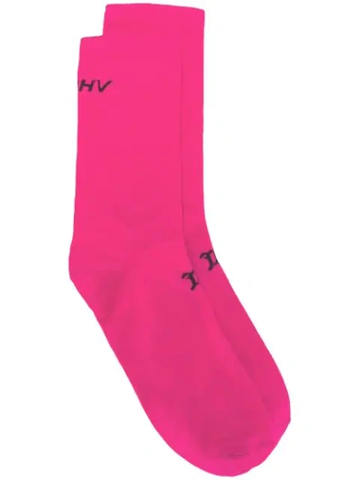 Shop Misbhv Logo Socks In Pink