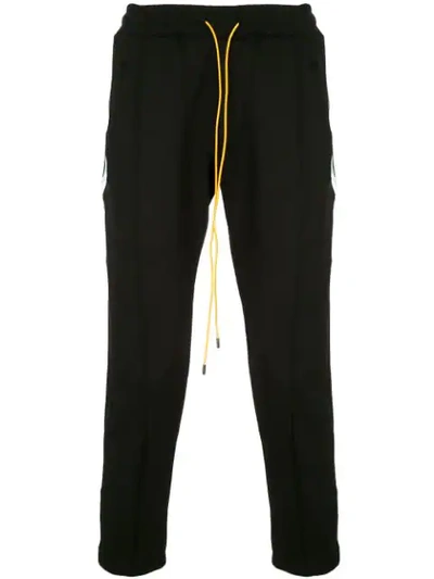 Shop Rhude Side-stripe Cropped Trousers In Black