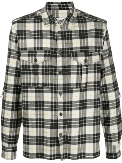 Shop Ih Nom Uh Nit Checked Flap Pocket Shirt In White