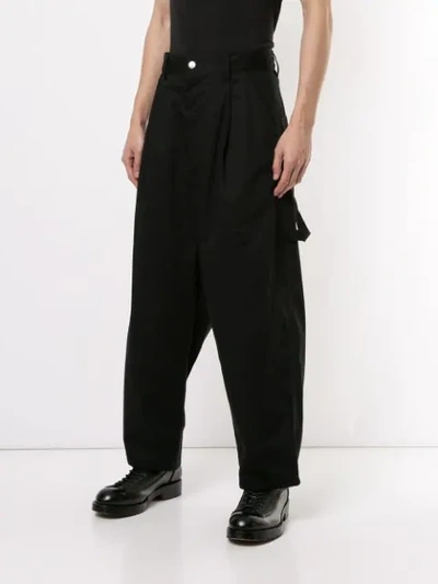 Shop Kidill Wide Leg Cargo Trousers In Black