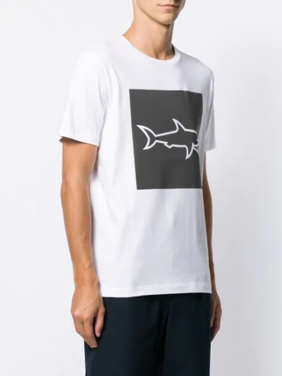 Shop Paul & Shark Shark Print T-shirt In White