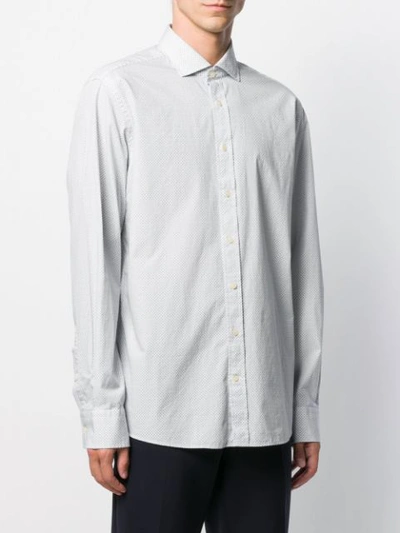 Shop Hackett Microprint 'h' Regular Shirt In White